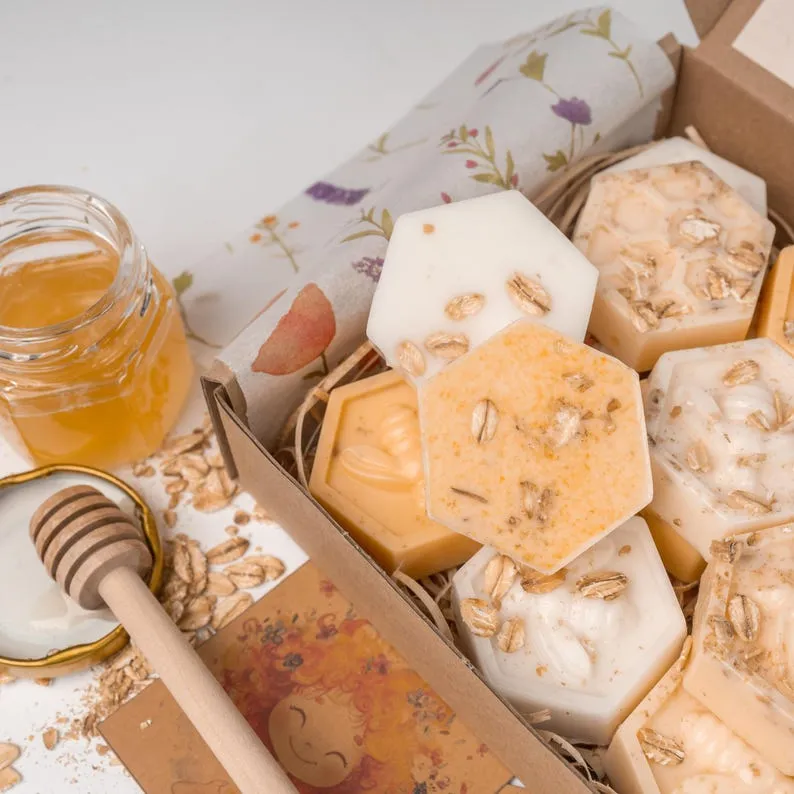 Honeycomb Mini Soap Favors: Goat Milk, Honey & Oatmeal - Wedding, Shower