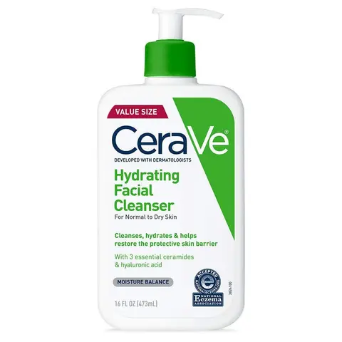 CeraVe Hydrating Facial Cleanser for Dry Skin: Ceramides, Hyaluronic Acid