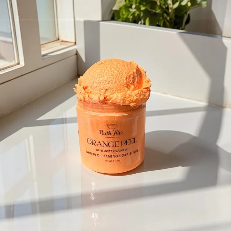 Orange Peel Whipped Foaming Sugar Body Scrub Hydrating Nourishing Exfoliating Cleanser