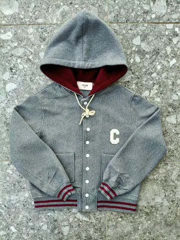Celine Cashmere hooded teddy varsity jacket