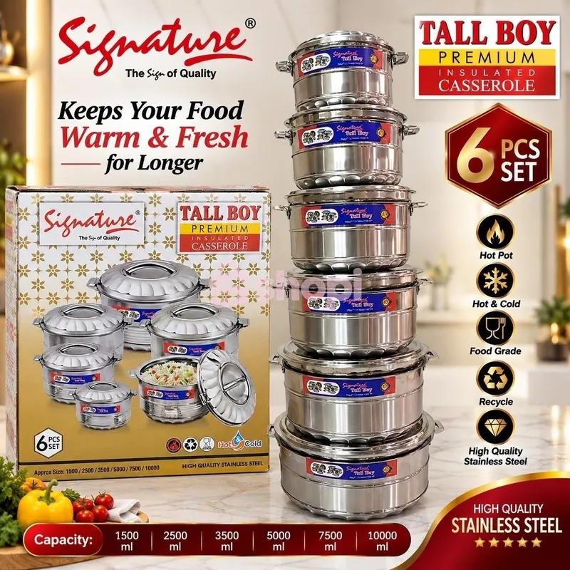 Signature Tall Boy Premium Insulated Casserole 6 Pcs Set