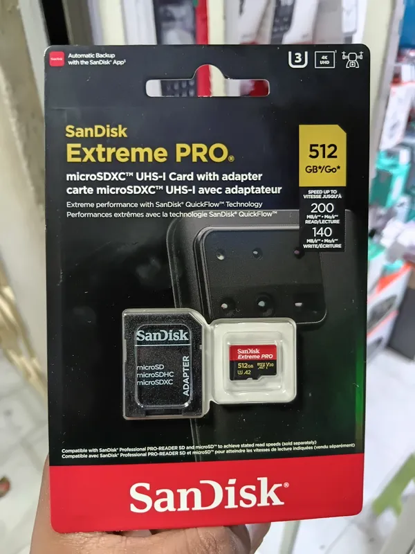 This is a SanDisk Extreme PRO 512GB microSDXC UHS-I memory card, Black