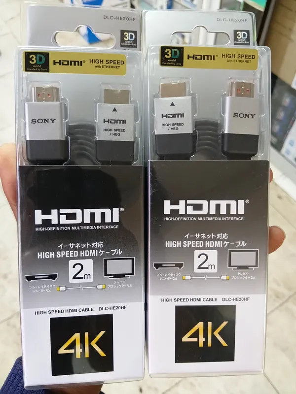 Sony 2M High Speed HDMI Cables (Model DLC-HE20HF) with Ethernet.