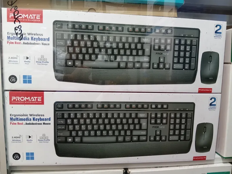 Promate ProCombo-14 Ergonomic Wireless Multimedia Keyboard & Mouse Set