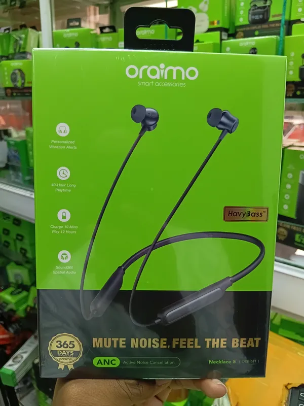 The Oraimo Necklace 5 (OEB-611) wireless ANC neckband earphones