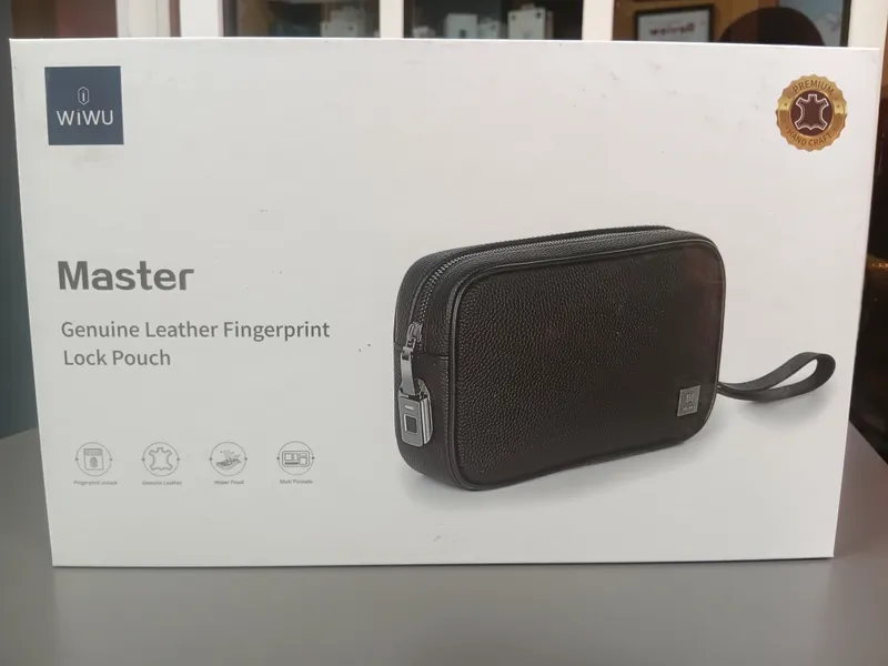 The WiWU Master Genuine Leather Fingerprint Lock Pouch