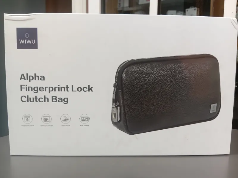 The WiWU Alpha Fingerprint Lock Clutch Bag anti-theft organizer pouch