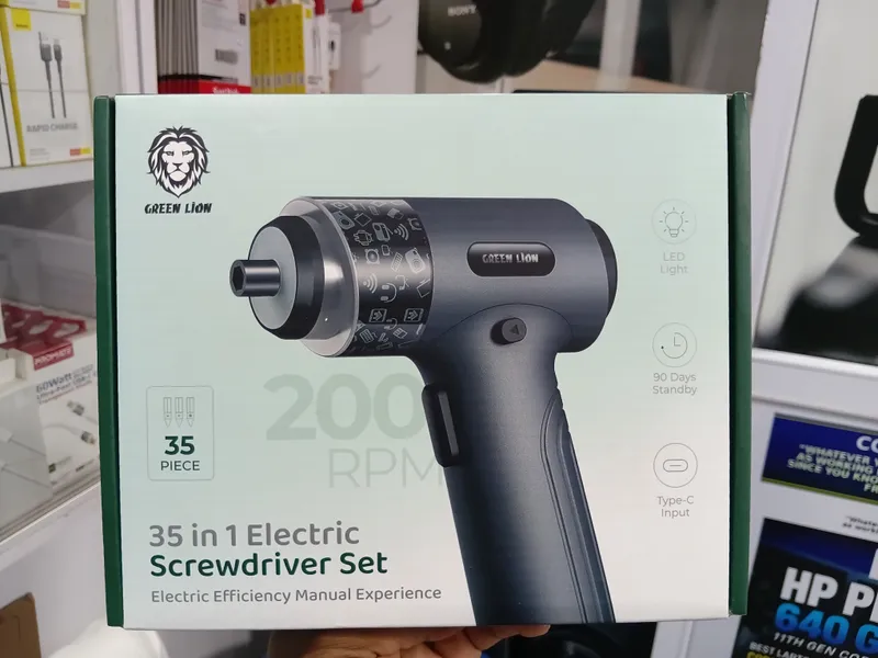 The Green Lion 35-in-1 Electric Screwdriver Set in black