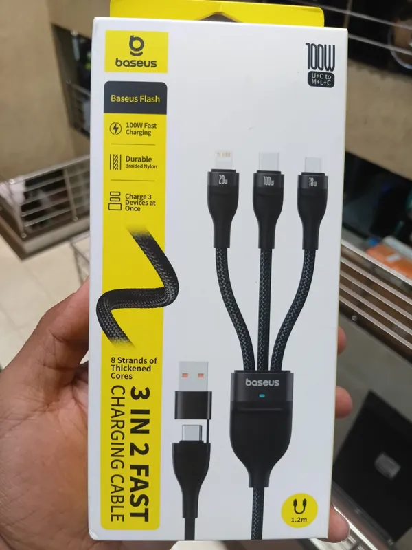 Baseus Flash Series 2 3-in-1 Fast Charging Cable (100W, 1.2m)