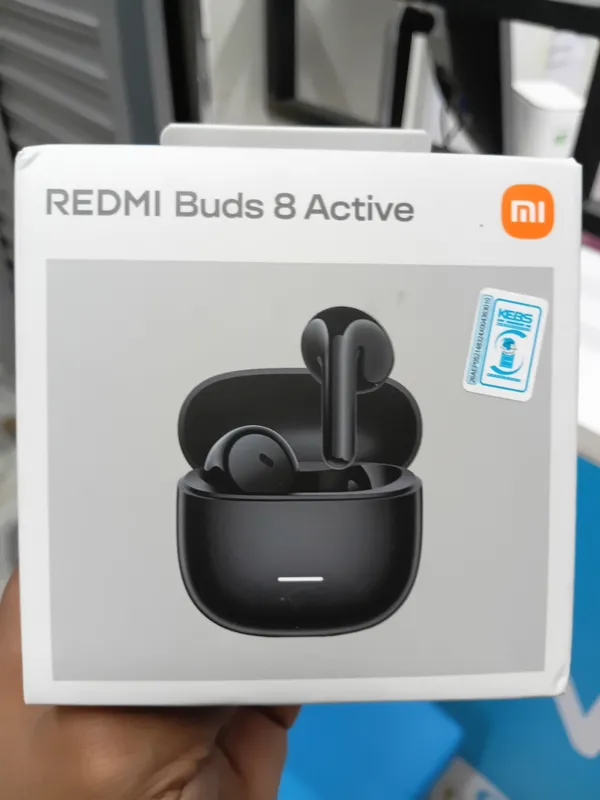 the Xiaomi Redmi Buds 8 Active wireless earbuds in black.