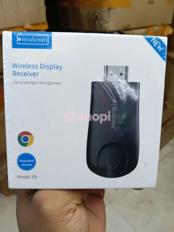 The MiraScreen E9 Wireless Display Receiver plug-and-play.