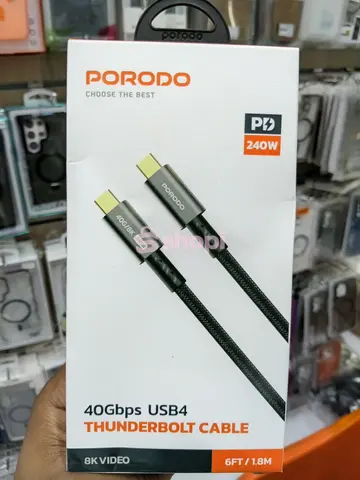 Porodo 40Gbps USB-C to USB-C USB4 Thunderbolt Cable (240W, 6FT/1.8M)