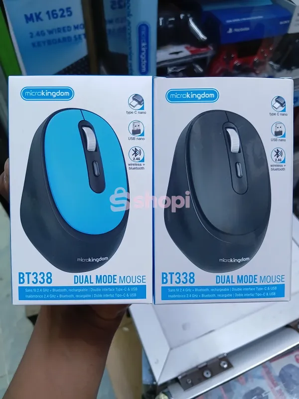 The Microkingdom BT338 Dual Mode Mouse 2.4 GHz wireless and Bluetooth connectivity