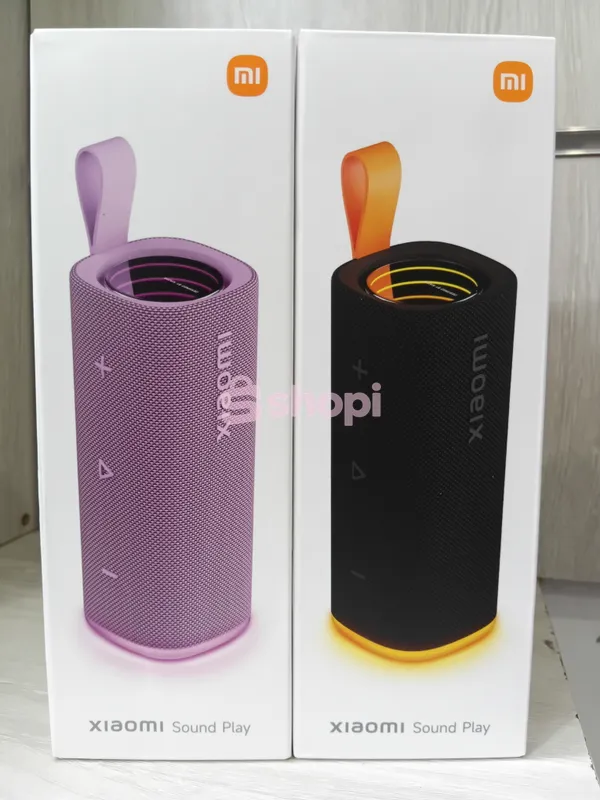 The Xiaomi Sound Play portable Bluetooth speaker in purple and black