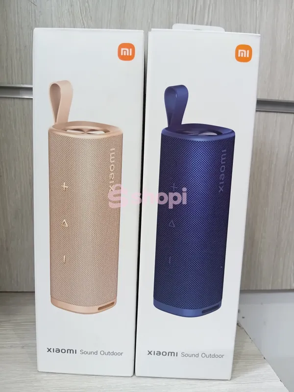 The Xiaomi Sound Outdoor 30W Portable Bluetooth Speaker in beige and blue