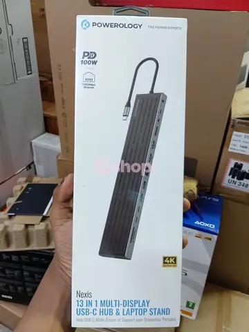 Powerology Nexis 13-in-1 Multi-Display USB-C Hub & Laptop Stand (Model: PWDC4DBBK)