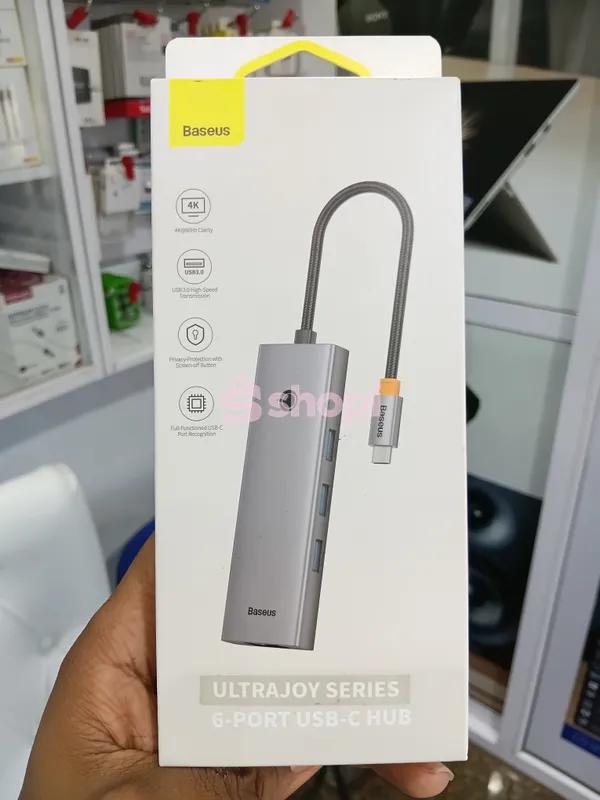 The Baseus UltraJoy Series 6-Port USB-C Hub in space grey.