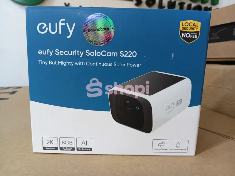 eufy Security SoloCam S220 solar-powered outdoor security camera.