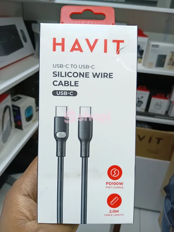 Havit 2m USB-C to USB-C Silicone Wire Cable (Model CB6284) which supports up to 100W Power Delivery (PD) fast charging