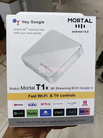Mortal T1X 8K Streaming Box running Android 14.0.