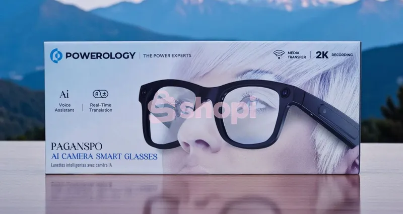 Powerology Paganspo AI Camera & Audio Smart Glasses - Gray