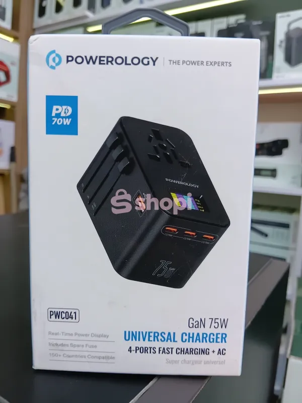 Powerology GaN 75W Universal Travel Charger (Model: PWC041)