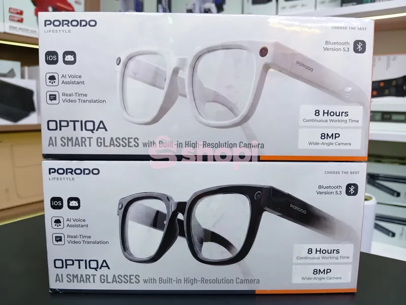 Porodo Lifestyle Optiqa AI Smart Glasses with built-in camera.