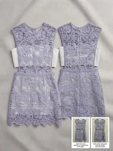 Lilac Lace Cut-Out Mini Dress