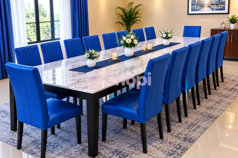 Bright blue official chairs