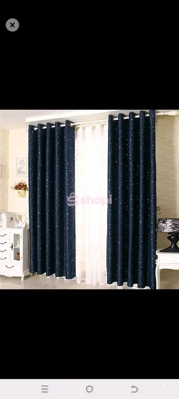 Navy Blue Star Pattern Grommet Curtains