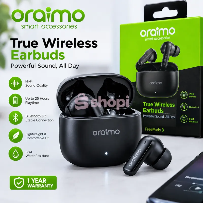 Oraimo FreePods 3 True Wireless Earbuds Black