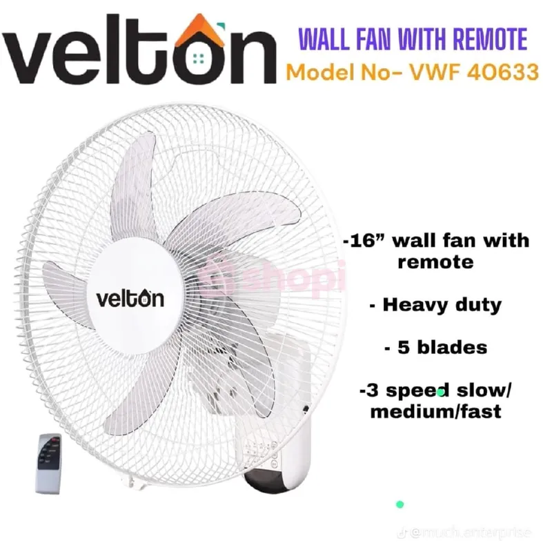 Velton VWF 40633 16-Inch Wall Fan with Remote