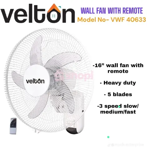 Velton VWF 40633 16-Inch Wall Fan with Remote