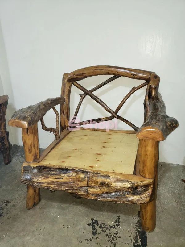 Rustic Handcrafted Wooden Armchair