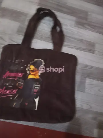 Dark Brown Printed Tote Bag